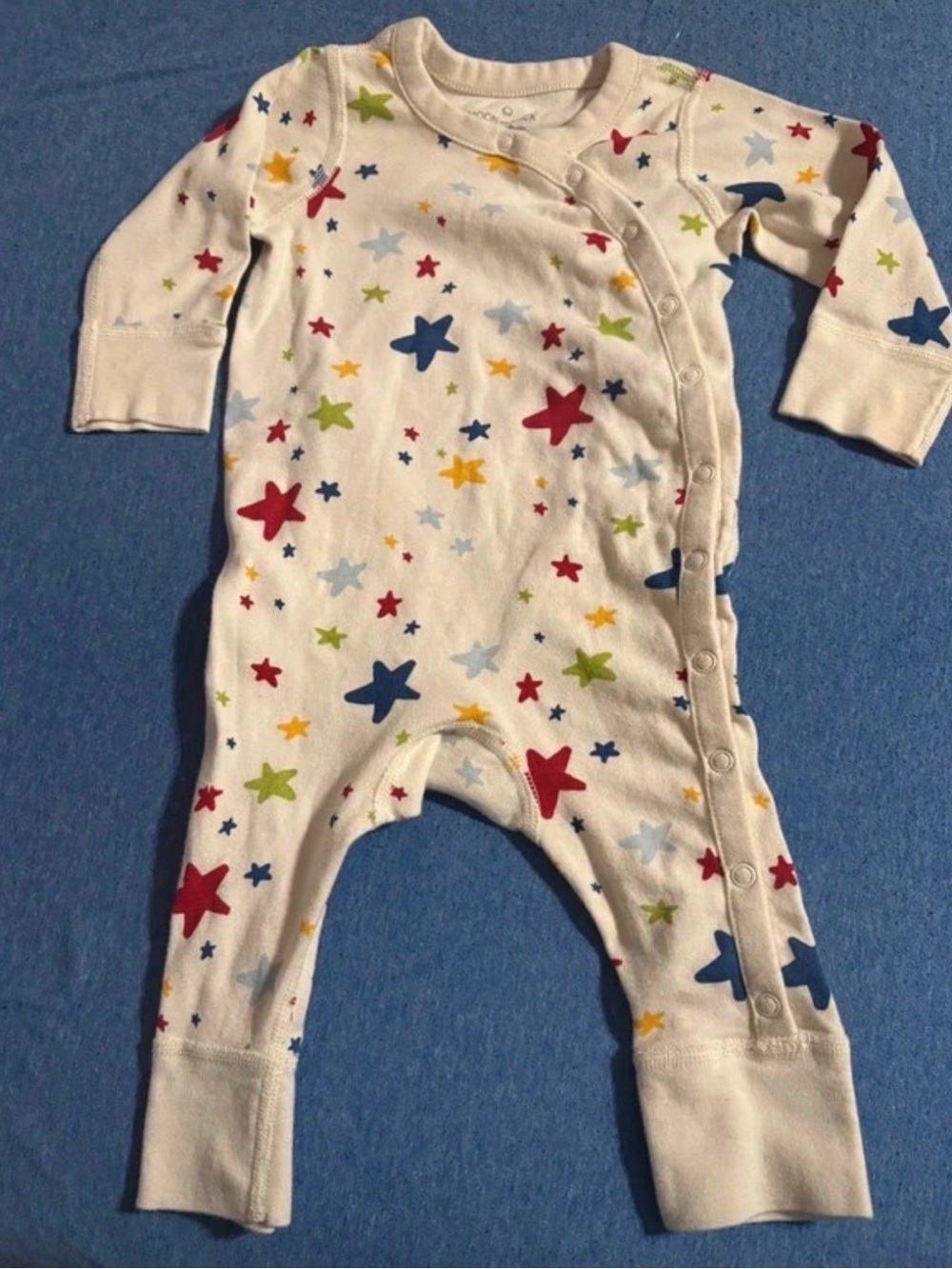 Hannah Andersson Infant Star Print One-Piece Romper - White with Multi Stars